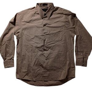 Alexander Julian Brown Long Sleeve Men's Dress Shirt Size Large 16 16 1/2 34/35